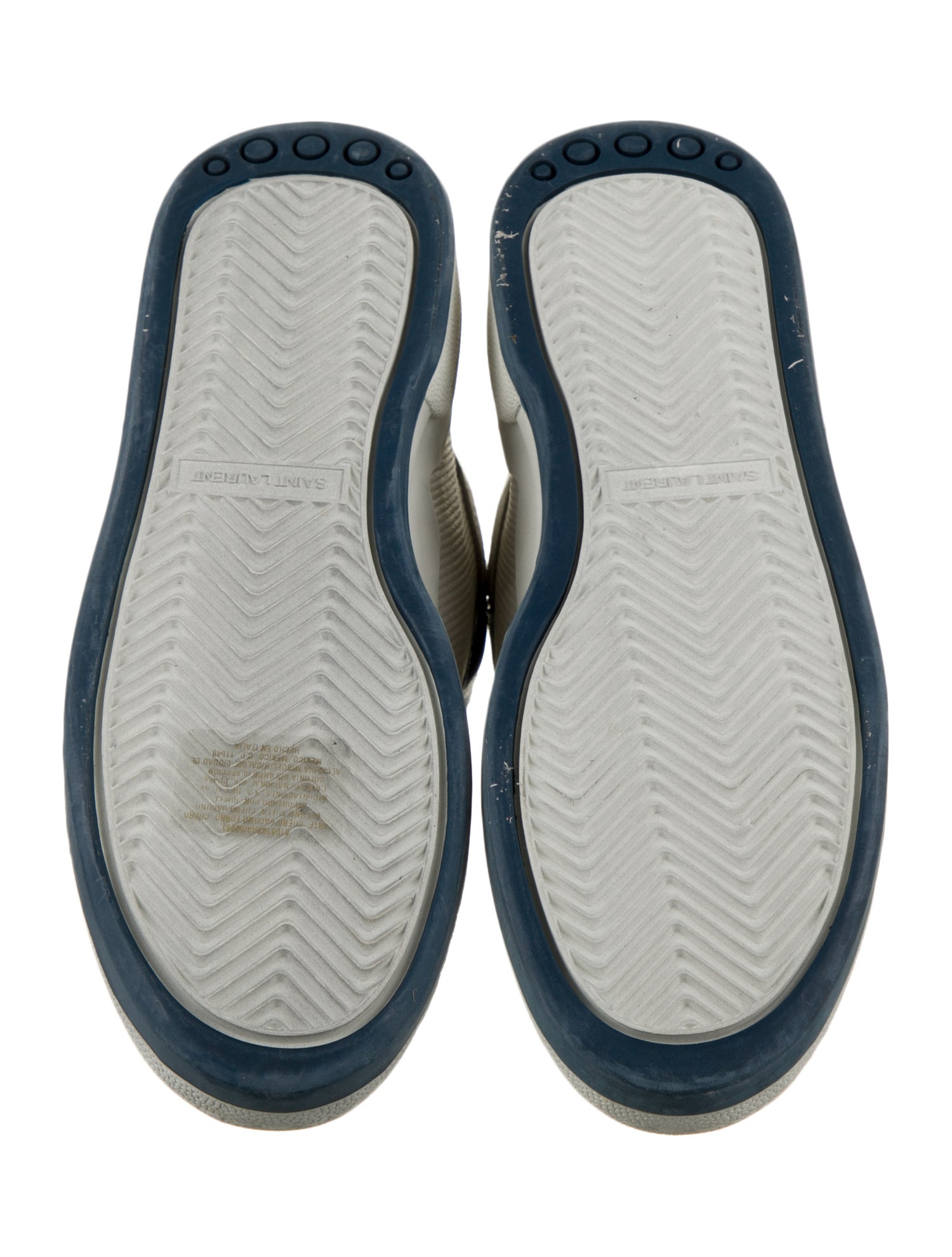 Saint Laurent Leather Colorblock Pattern Wedge Sneakers